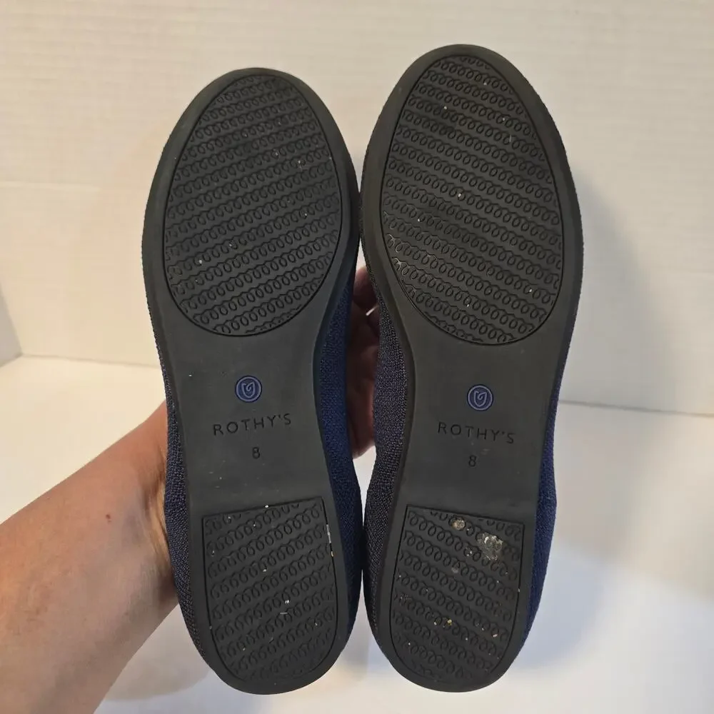 ROTHY'S THE FLAT KNIT BALLET SHOES, NAVY BLUE SIZE 8 - Picture 6 of 7